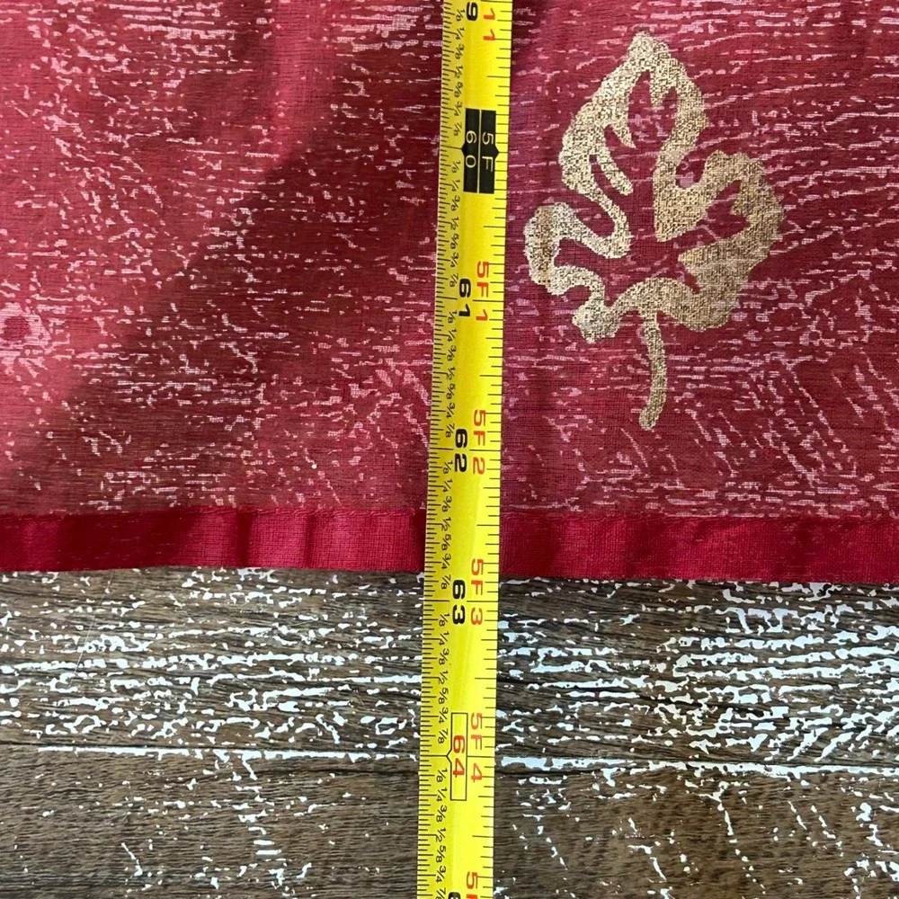 Cenec Design Burgundy Cotton Square Tablecloth Gold Leaf Embroidery India 63x63